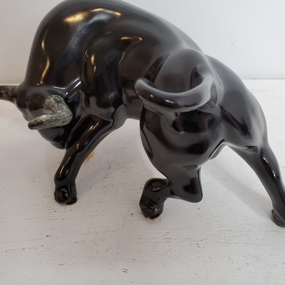 Vintage Ceramic Chocolate Brown Fighting Bulls - Picture 4 of 8